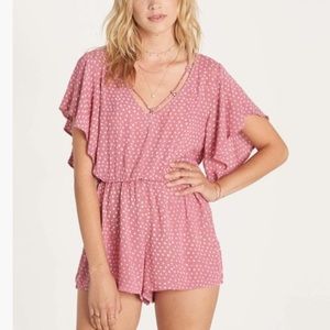 Billabong Strap Up Romper, Mauve Pink, Small